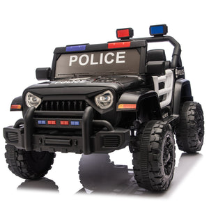 English Elm 12v Kids Police Ride on Car with Remote Control Dual Motors Suspension and Bluetooth W1578P353183