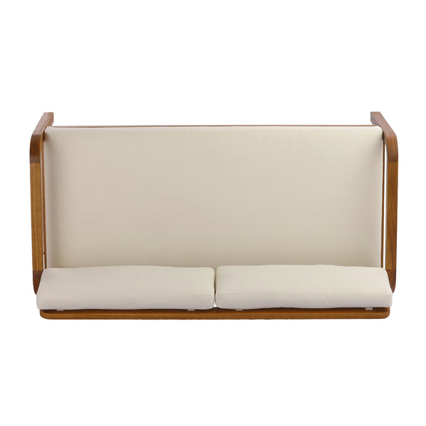 English Elm 2-pieces Outdoor Acacia Wood Loveseat and Coffee Table Set with Water-resistant Cushions N768P382499T