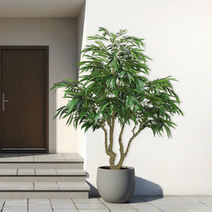 English Elm 7ft Artificial Banyan Silk Leaf Tree Freestanding Potted Faux Greenery for Home Office W2945P359419