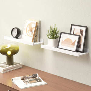 English Elm Floating Shelves Set of 2 Modern White Wall Mounted Display Shelves 15.6x5.1 Slim Durable Build W2181P194271