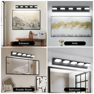 English Elm Bathroom Vanity Lights - 5-Light Modern Black Led Fixture For Stylish Indoor Illumination & Grooming W2312P374907