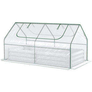English Elm Outsunny 6' X 3' Galvanized Raised Garden Bed With Greenhouse Cover For Optimal Plant Growth & Care W2225P200421-GIGA