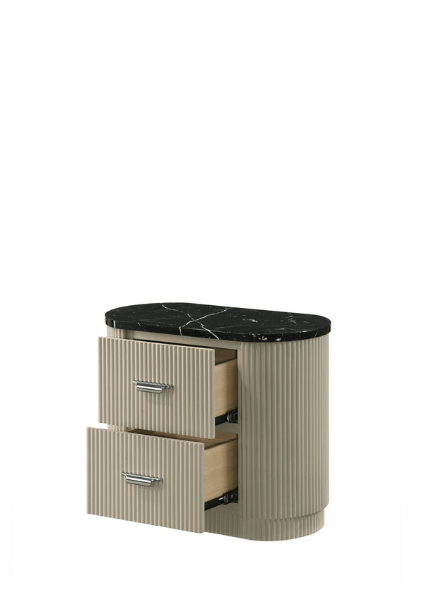 English Elm Travonte Two Drawer Nightstand Linen Finish Dovetail Joinery Bedroom Storage B2756P504966