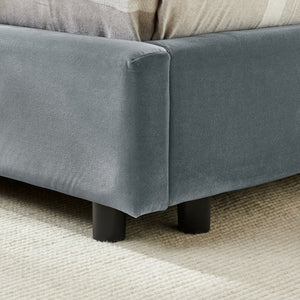 English Elm Full Size Upholstered Tufted Bed Frame - Luxurious Velvet Sofa Bed With Armrests For Stylish Comfort W487S00329