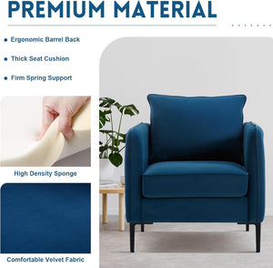 English Elm Accent Velvet Armchair Mid-century Modern Plush Seat with Metal Legs for Living Room W3244P378876