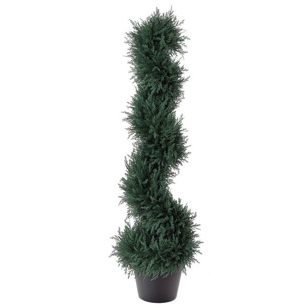English Elm Artifical Cedar Spiral Topiary Faux Plant Sculpted Greenery for Entryway or Patio T3971P388016