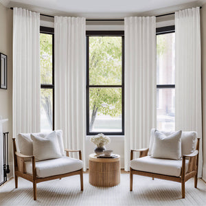 English Elm 2-piece Pinch Pleat Poly Linen Curtain Panels Tailored Formal Drape for Any Room White B035P482980