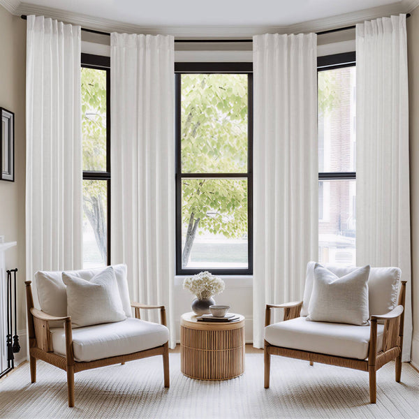 English Elm 2-piece Pinch Pleat Poly Linen Curtain Panels Tailored Formal Drape for Any Room White B035P482980