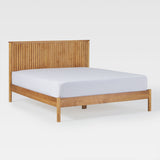 Contemporary Reeded Headboard Solid Wood Queen Bed Blonde ORLB5CBN Walker Edison