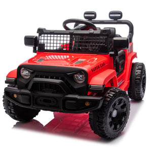 English Elm 24v Kids Ride on Car with Parental Remote Four Wheel Suspension Led Lights Bluetooth Red W1578P235082