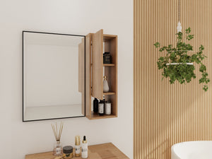 English Elm 10'' Wall Mounted Mirrored Bathroom Cabinet Plywood Build with Soft Close Hinge Storage W999P470298