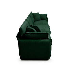 English Elm Warm Retro-Inspired Sofa Set: Cozy 3-Seater & 2 Single Sofas In Plush Green Corduroy Fabric W714S00726-GIGA