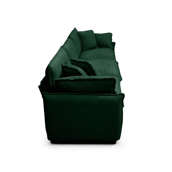 English Elm Warm Retro-Inspired Sofa Set: Cozy 3-Seater & 2 Single Sofas In Plush Green Corduroy Fabric W714S00726-GIGA