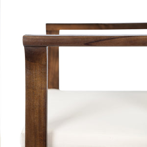 English Elm Outdoor Acacia Wood Dining Chairs Set of 2 with Cushions and Curved Arms Brown,Cream N768P372905B
