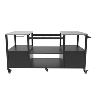 English Elm Outdoor Heavy Duty Steel Kamado Grill Cart with Locking Casters and Storage Boxes W3190P305792