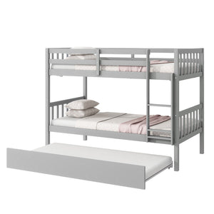 English Elm Twin Over Twin Bunk Bed With Trundle - Stylish Grey Rubberwood, Convertible, Safe & Space-Saving! W504S00156-GIGA