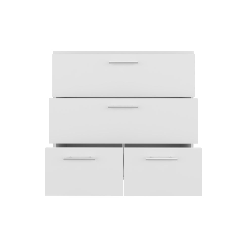 English Elm Dresser, 4-Drawer White Engineered Wood with Sturdy Legs, Modern Compact Design, Eco-Certified Safety B097P369418