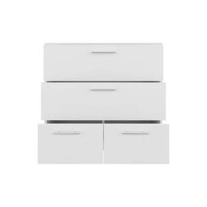 English Elm Dresser, 4-Drawer White Engineered Wood with Sturdy Legs, Modern Compact Design, Eco-Certified Safety B097P369418