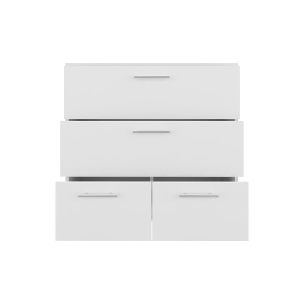 English Elm Dresser, 4-Drawer White Engineered Wood with Sturdy Legs, Modern Compact Design, Eco-Certified Safety B097P369418