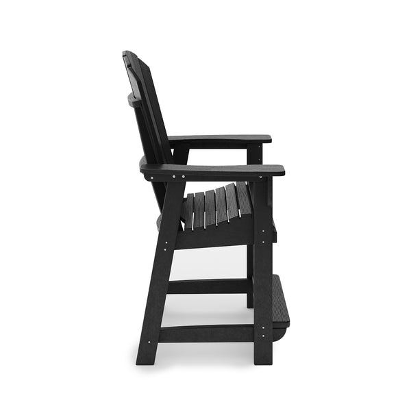 English Elm Adirondack Hdpe Poly Lumber Counter Chair Ergonomic Outdoor Stool for Patio Dining Black B195P198788