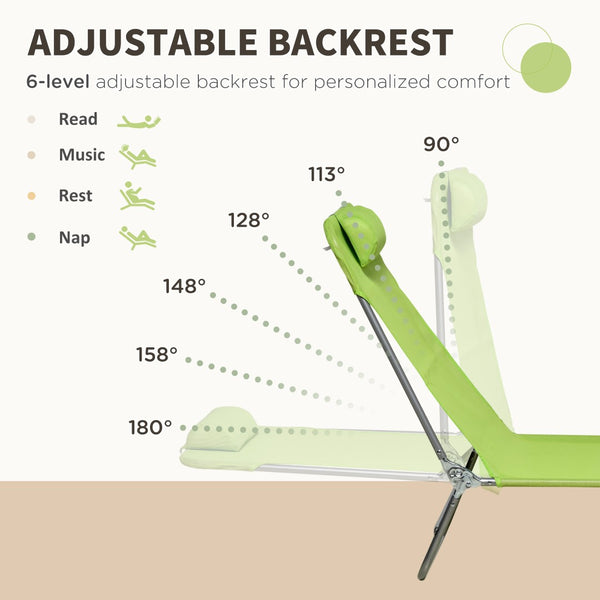 English Elm Outsunny 2 Piece Folding Chaise Lounge Chairs Set, Adjustable Outdoor Pool Loungers With Headrest W2225P174370-GIGA