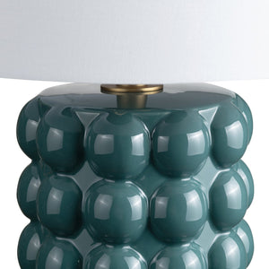 Crestview Collection 26.5" H Mid Century Modern Ceramic Table Lamp - Deep Teal Base With White Linen Shade For Style   Cvazp137