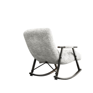 English Elm 42"l Folding Rocking Chair Iron Frame Cushioned High Back Adjustable Footrest Lounge Grey W1669P163321