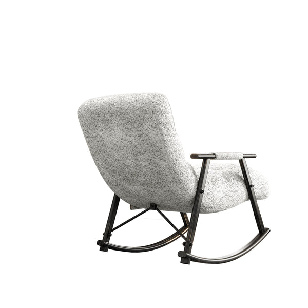 English Elm 42"l Folding Rocking Chair Iron Frame Cushioned High Back Adjustable Footrest Lounge Grey W1669P163321