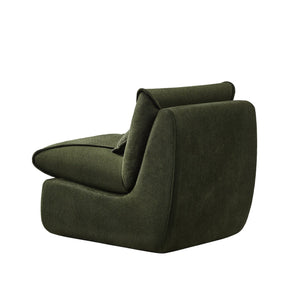 English Elm Compressed Lounge Chair with Ottoman - Space-Saving Chenille Upholstered Sofa, High-Density Foam Comfort Green W1036P251828