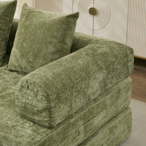 English Elm Comfy Chenille Folding Floor Sofa Bed with Armrest for Studio and Guest Rooms Green W1143P401140