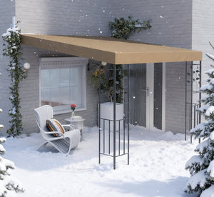 English Elm Convenient Wall Mounted Pergola Powder Coated Metal Frame Uv Resistant Outdoor Canopy T3971P427117