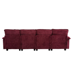 English Elm United We Win 106" U-Shape Sectional Sofa - Comfy Chenille Couch With Usb Ports, Storage Ottoman & Pillows W1568S00235-GIGA