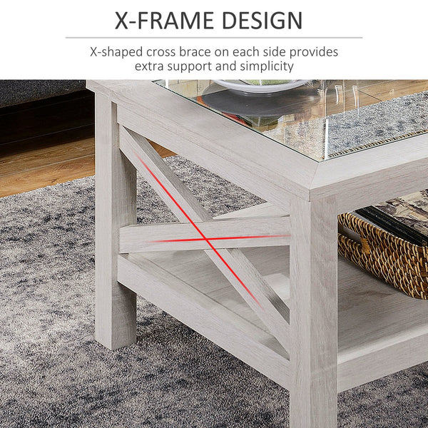 English Elm HOMCOM Farmhouse Coffee Table with Flip Lift Top and Hidden Storage, Square Center Table, Rustic Charm White Oak W2225P217445