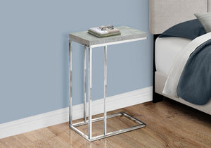 English Elm Accent Table C-Shaped End Side Snack Table with Cement-Textured Laminate Top and Chrome Base for Living Room Modern Decor Grey 26 L x 13 W x 5 H B2710P219267