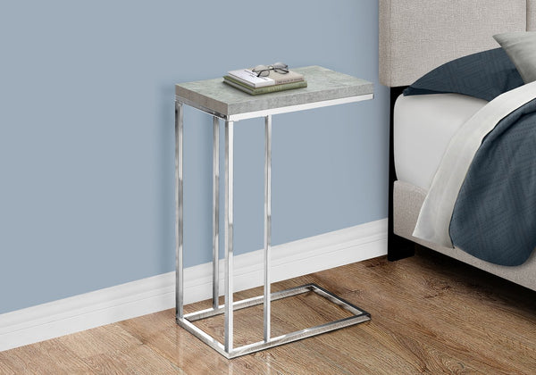 English Elm Accent Table C-Shaped End Side Snack Table with Cement-Textured Laminate Top and Chrome Base for Living Room Modern Decor Grey 26 L x 13 W x 5 H B2710P219267