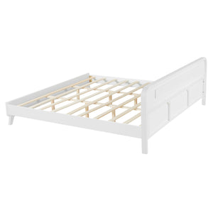 English Elm Pine Solid Wood King Bed Matte Finish Platform Frame Tall Headboard No Box Spring White N770PK291028K