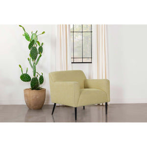English Elm Darlene Lemon Upholstered Accent Chair with Curved Track Arms, Lemon Fabric, Sleek Metal Legs, Cozy Elegance B062P344991