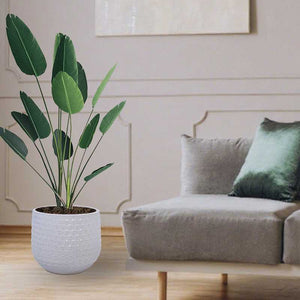 English Elm 3 Pieces Ceramic Flowerpot Set - Elegant Matte White Planters For Modern Home Décor & Gardens W3273P321548