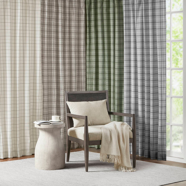 English Elm 1 Pcs Insulated Plaid Curtain Panel 50X108" With Fleece Lining For Cozy Energy Efficiency In Brown B035P319833