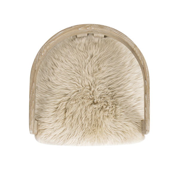 English Elm Jennifer Taylor Home - Millwick Solid Ash 21" Low Back Dining Chair with Natural Blonde New Zealand Sheepskin Fur Seat, Chic B2719P238363