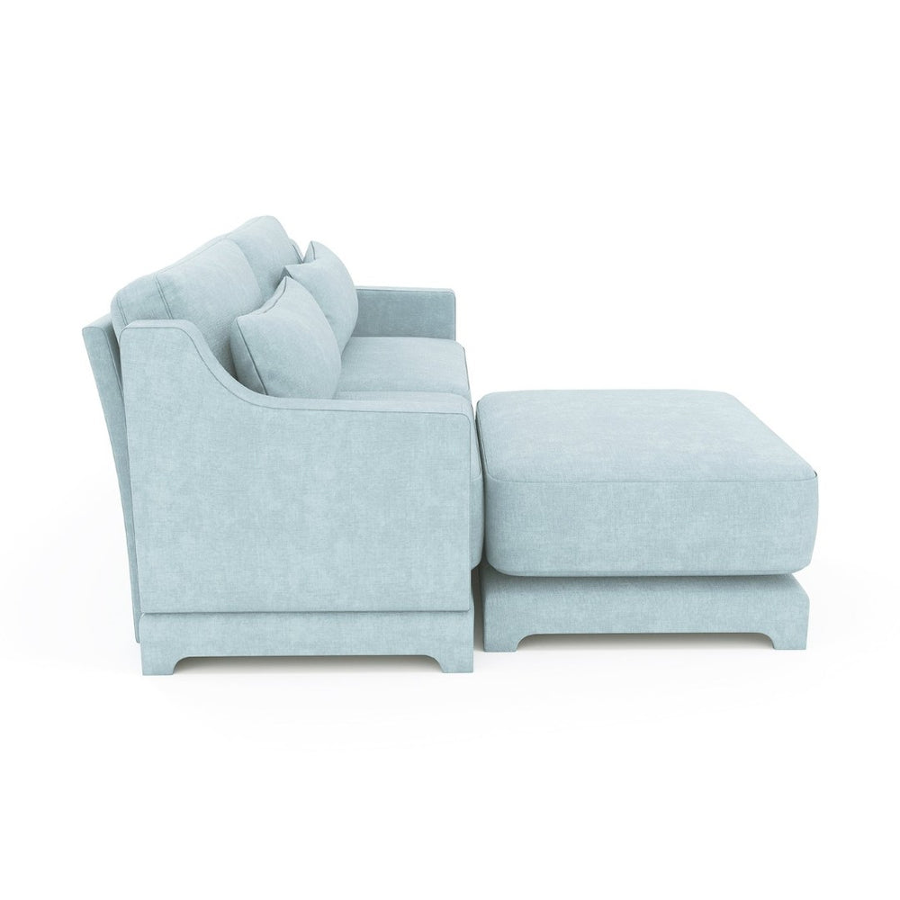 English Elm Two-Seater Sofa Set In Sky Blue Chenille With Ottoman & Lumbar Pillows - Elegant, Ergonomic Comfort W714S01204-GIGA