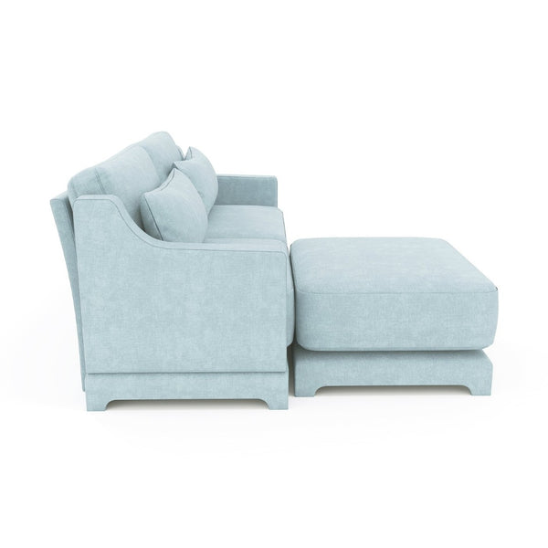 English Elm Two-Seater Sofa Set In Sky Blue Chenille With Ottoman & Lumbar Pillows - Elegant, Ergonomic Comfort W714S01204-GIGA