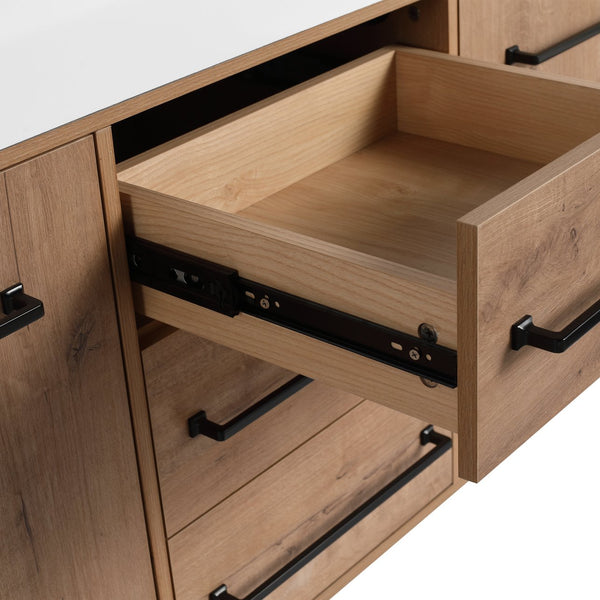 English Elm 60" Freestanding Double Sink Bathroom Vanity with Soft-close Doors and Three Drawers W999S00528