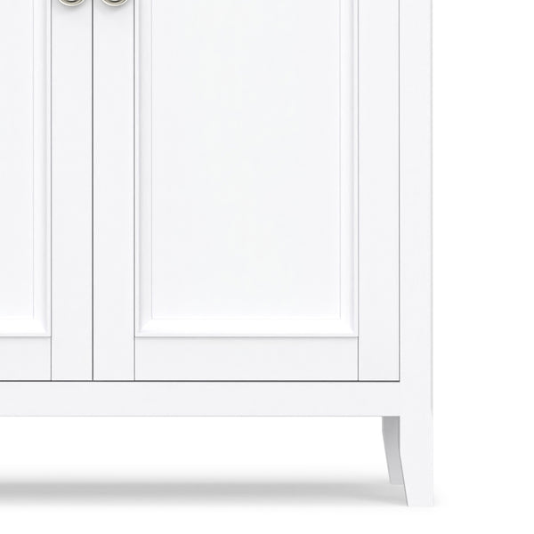 English Elm Amherst Shaker Pine Sideboard Wide Four Door Storage Cabinet for Dining Hallway White B136P481649