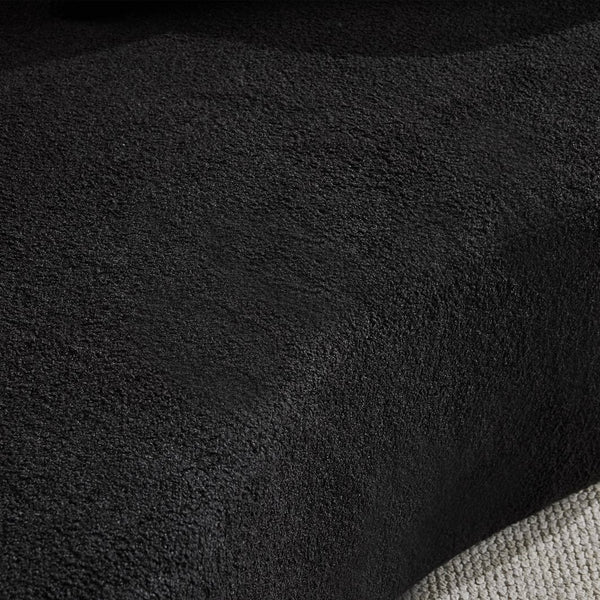 English Elm 66.93 Inch Curved Teddy Velvet Loveseat Sculptural Compact Sofa for Apartments Black W3612P406628