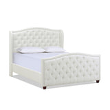 English Elm Marcella Upholstered Shelter Headboard Bed Set, Queen, Antique White Polyester