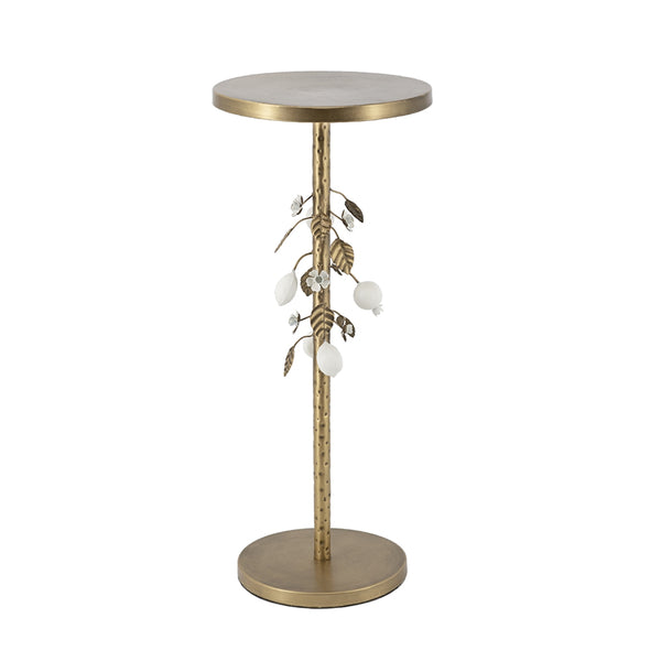 English Elm 11.8x11.8x18.1" Paulownia Wood Sculptural Side Table with Mosaic Hourglass Base W2078P461598