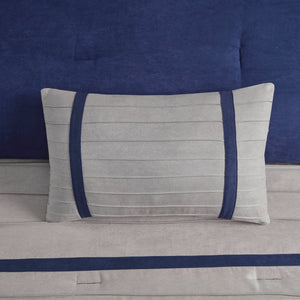 English Elm 7 Madison Park Palmer 7-Piece Faux Suede Comforter Set Cal King Pieced Microsuede Gray Accents, Plush Blue 18.7 L x 13.58 W x 11.61 H B03596838