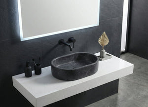 English Elm Luxury Solid Marble Vessel Sink Wavy Organic Stone Basin Matte Honed Vanity Bowl W1696P408022