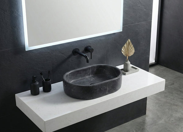 English Elm Luxury Solid Marble Vessel Sink Wavy Organic Stone Basin Matte Honed Vanity Bowl W1696P408022